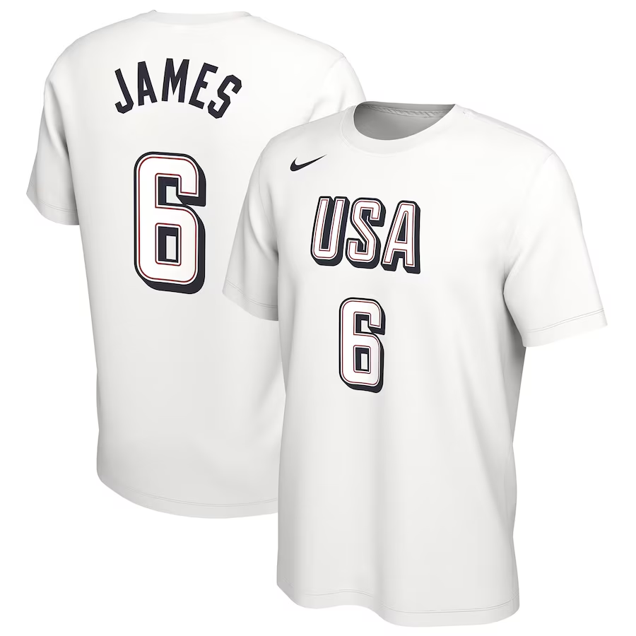 Men 2024 Paris Olympics USA basketball #6 James white T shirts->nfl t-shirts->Sports Accessory